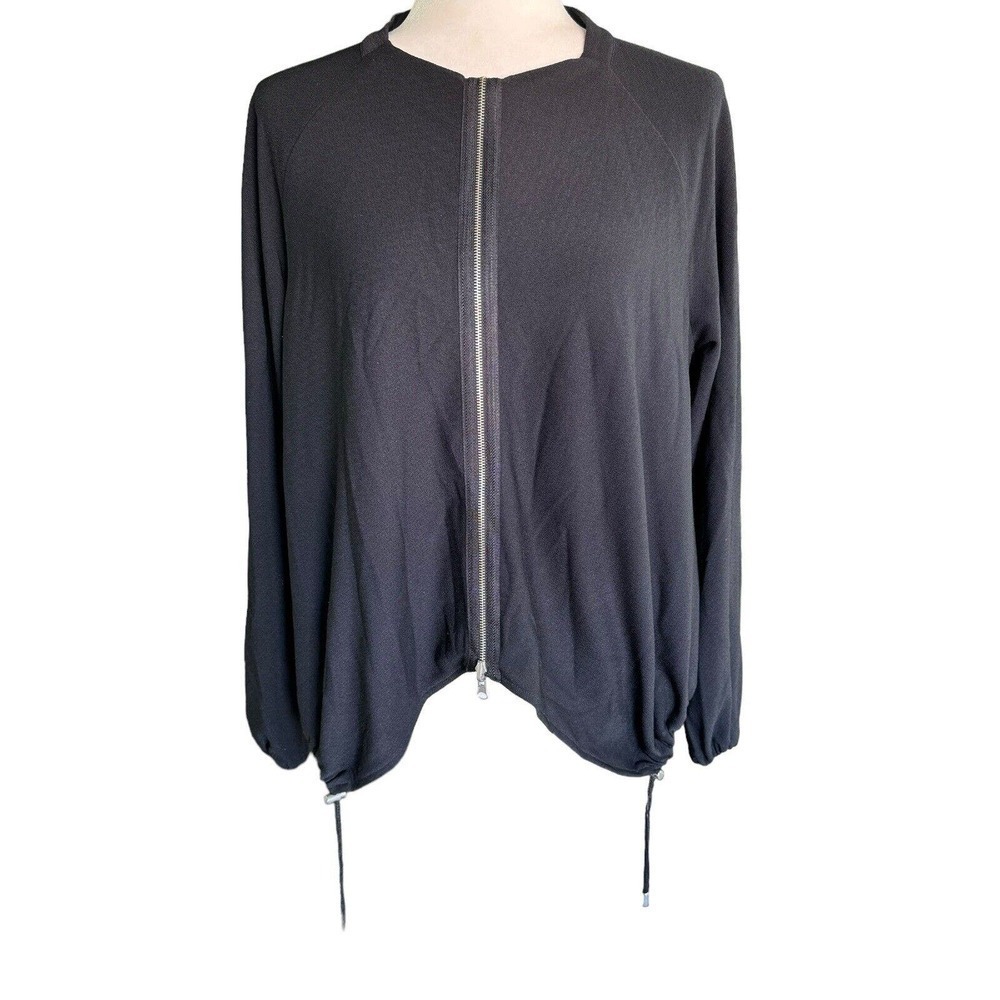 Lysse Women's Black Zip-Front Jacket Size Medium Drawstring Hem